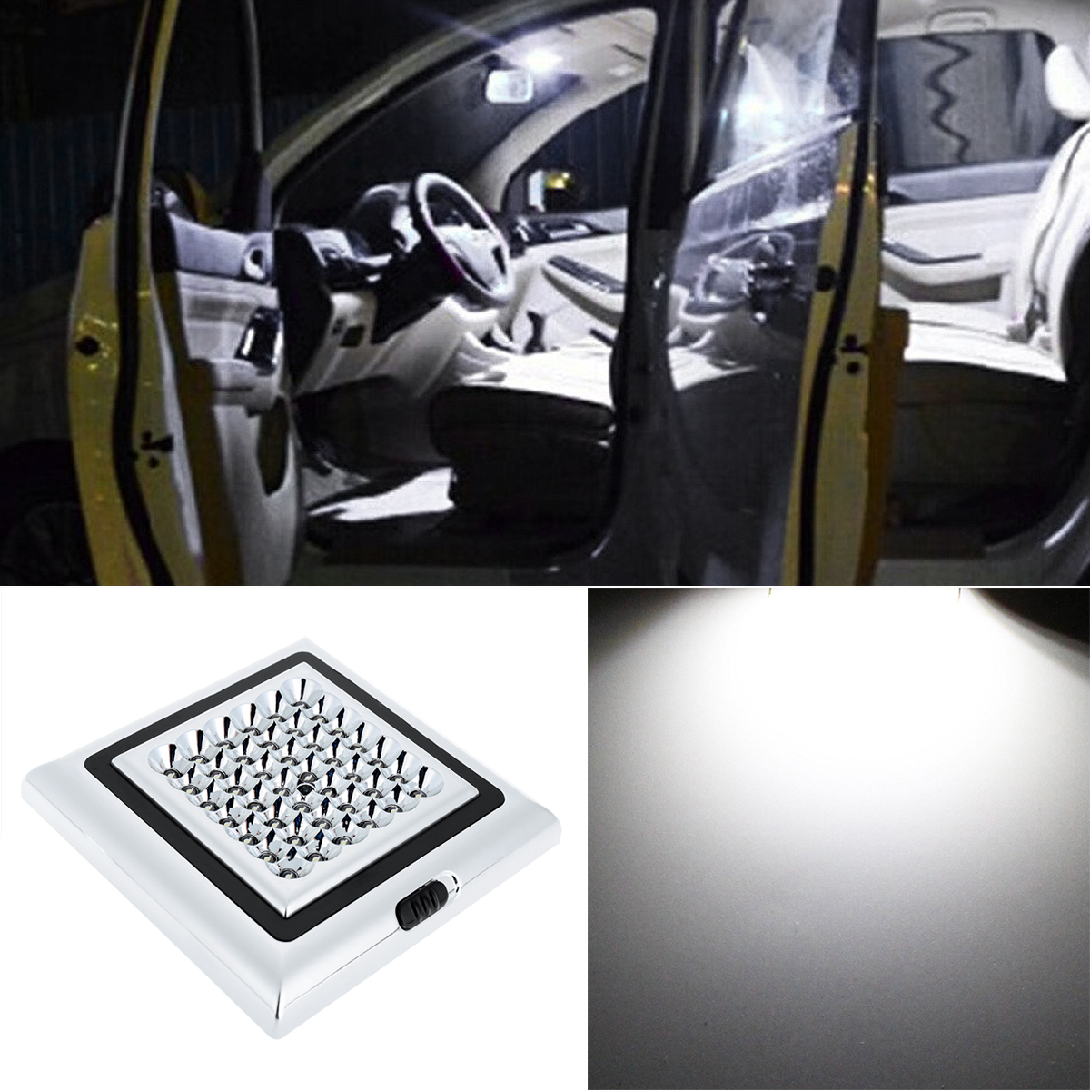 2pcs 12V 42 LED White Light Car Van Vehicle Roof Ceiling Interior Light Lamp