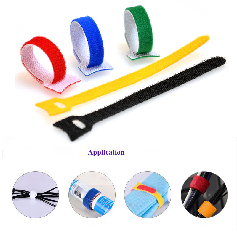 100pcs Nylon Reusable Cable Ties T Shape Nylon Hook Loop Fastener Management Strap Assorted Colour