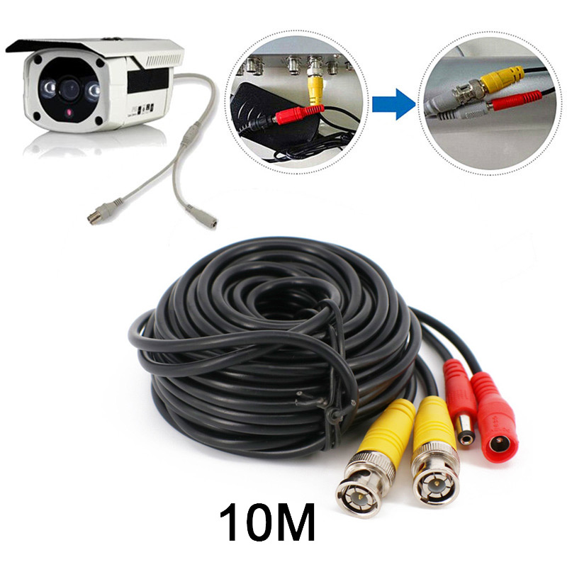 10M BNC DC CCTV Security Monitor Video Camera DVR Data Power Cable - Black