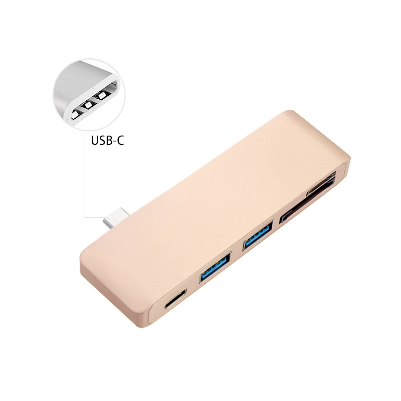 Type-C USB 3.1 Multi-Port Adapter with USB-C Charging Port Combo Hub for MacBook - Gold