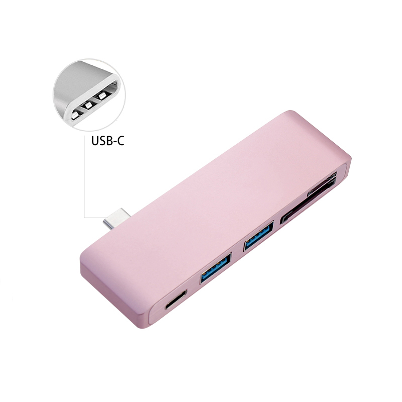 Type-C USB 3.1 Multi-Port Adapter with USB-C Charging Port Combo Hub for MacBook - Rose Gold