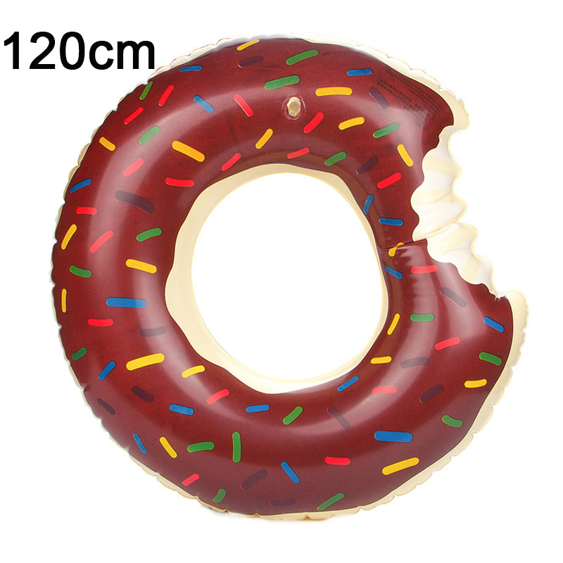 60cm Inflatable Donut Gigantic Swim Ring Lounger Swimming Pool Float for Adult - Brown