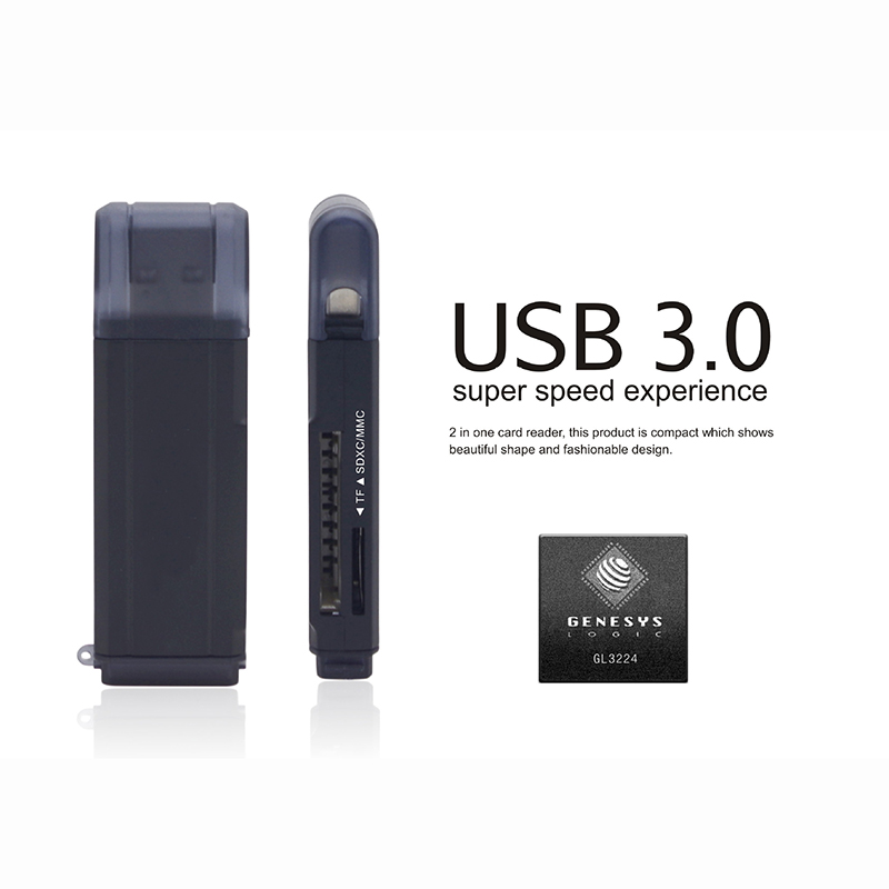 High Speed 2 in 1 USB 3.0 Micro SD/SDXC TF Card Reader Adapter