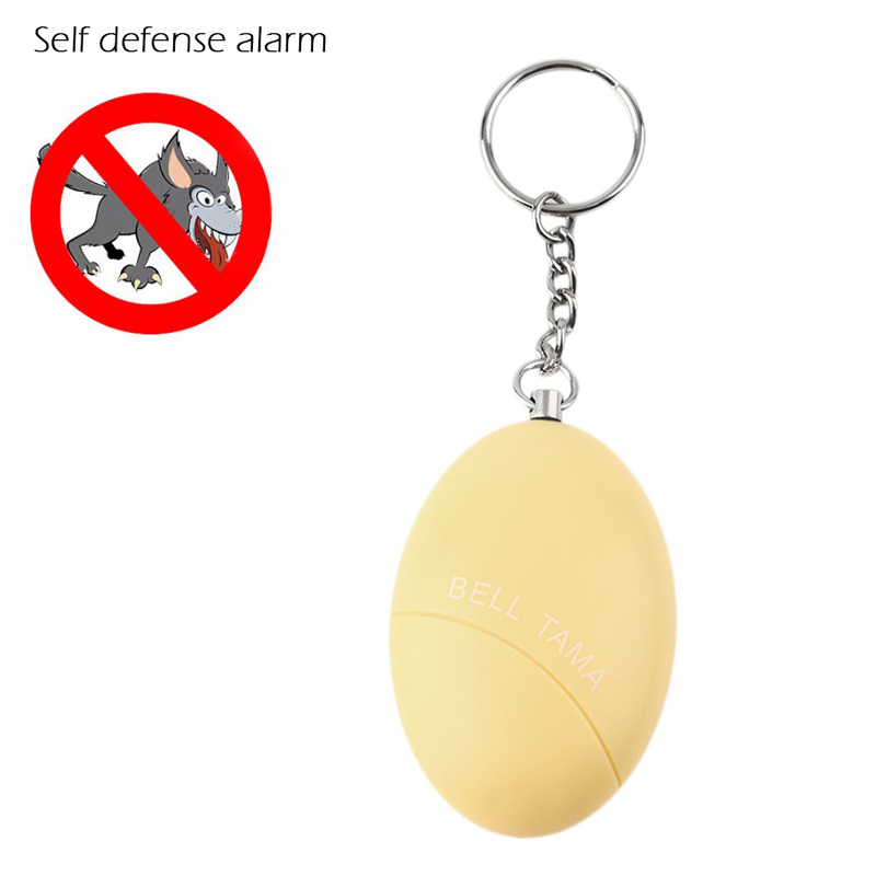 Self Defense Keychain Alarm Egg Shape Personal Security Anti-Attack Protect Safety Alarmer - Black