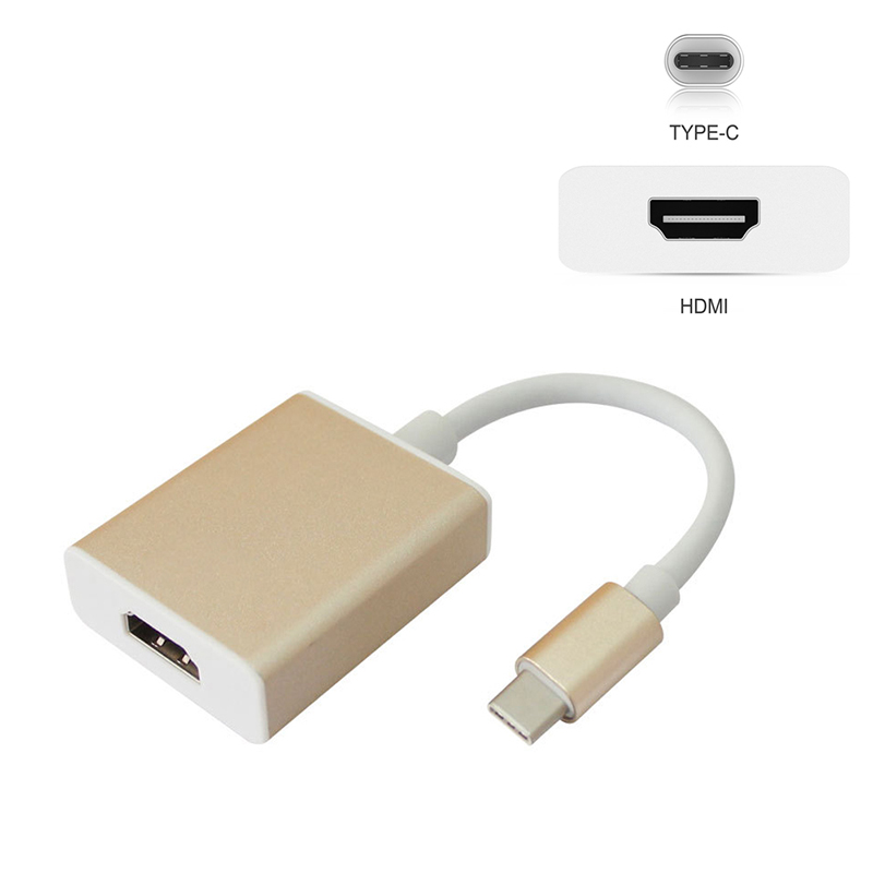 USB 3.1 Type-C to HDMI Adapter Converter USB-C to HDMI HDTV Video Adapter Cable for Macbook - Golden