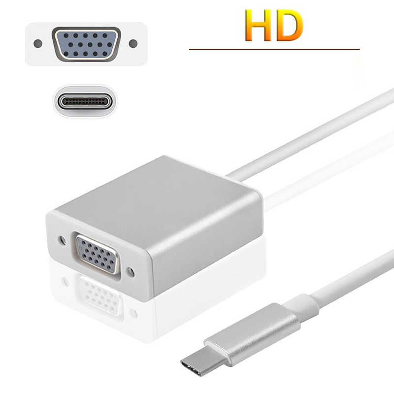 USB-C to VGA Adapter USB 3.1 Type C to VGA Male to Female Adapter for MacBook - Silver
