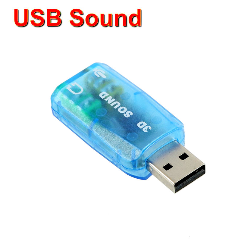 External USB 5.1 3D Sound Card 3.5mm Headphone Record Loud Speaker Audio Adapter for Laptop - Blue