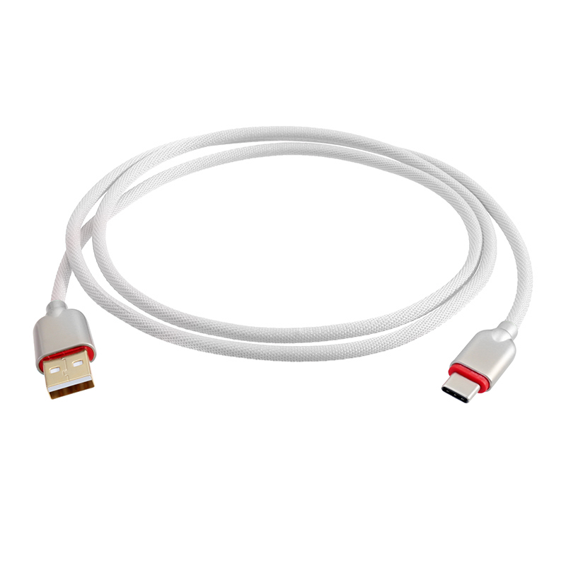 Strong Nylon Braided USB-C 3.0 Type C Data Sync Charger Charging Cable for Samsung Huawei - White