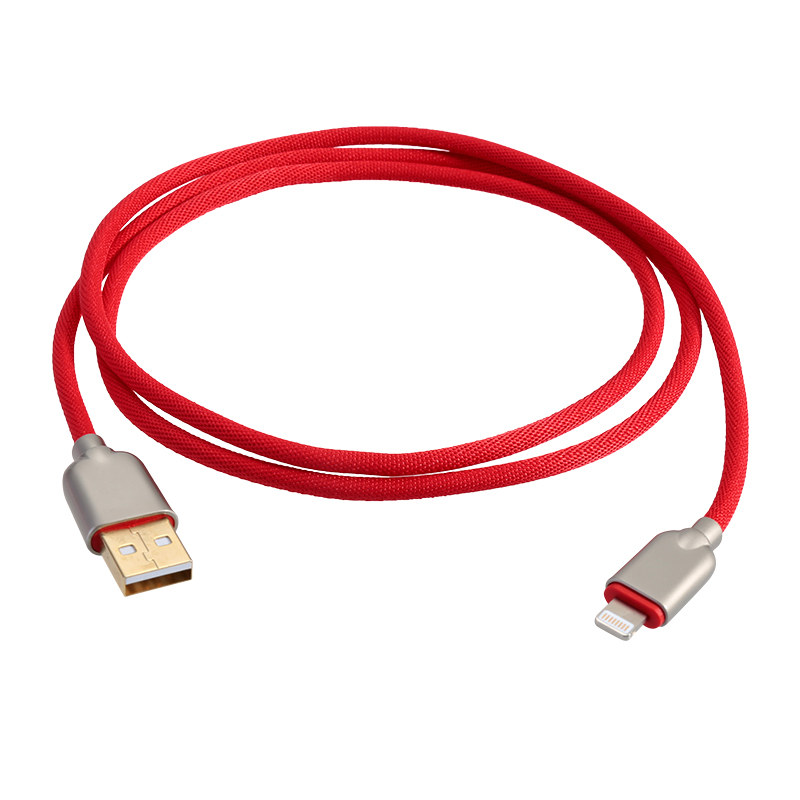 Multi-colour Nylon Braided Charge Cable Apple Zinc Alloy Charger Cord for iPhone 7 - Red