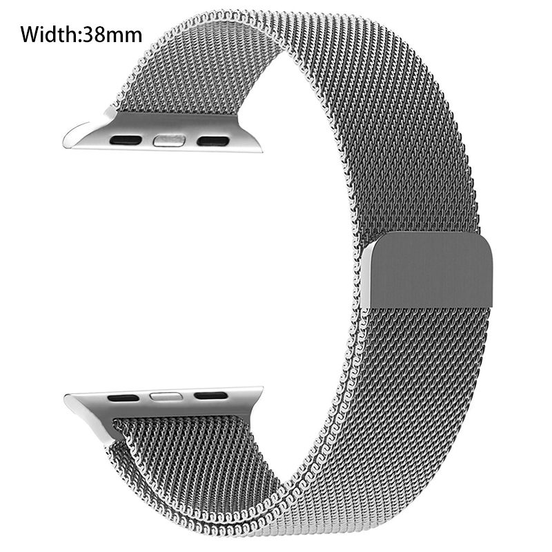 Apple Watch Band 38mm Magnetic Closure Clasp Mesh Loop iWatch Band Stainless Steel Replacement Wristband - Silver