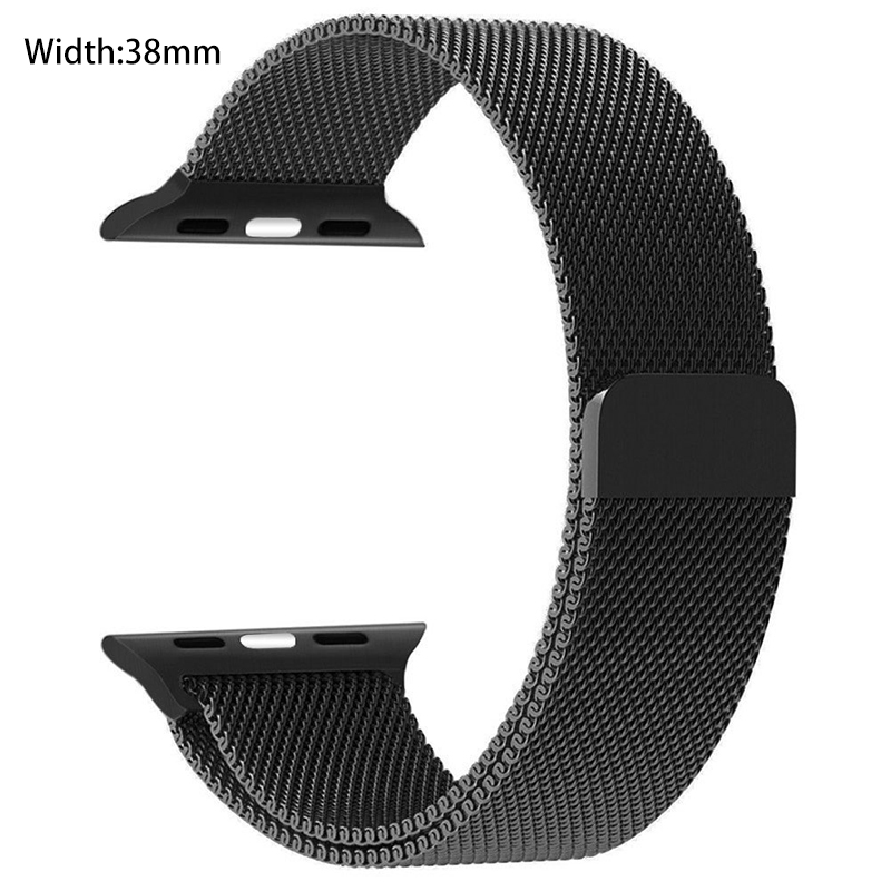 Apple Watch Band 38mm Magnetic Closure Clasp Mesh Loop iWatch Band Stainless Steel Replacement Wristband - Black
