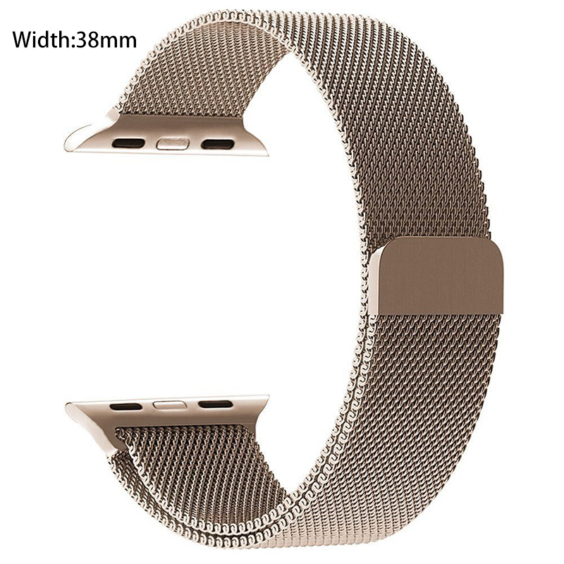 Apple Watch Band 38mm Magnetic Closure Clasp Mesh Loop iWatch Band Stainless Steel Replacement Wristband - Gold