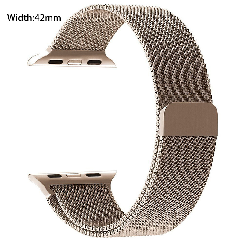 42mm Stainless Steel Mesh Loop Replacement iWatch Band with Magnetic Closure Clasp for Apple Watch - Gold