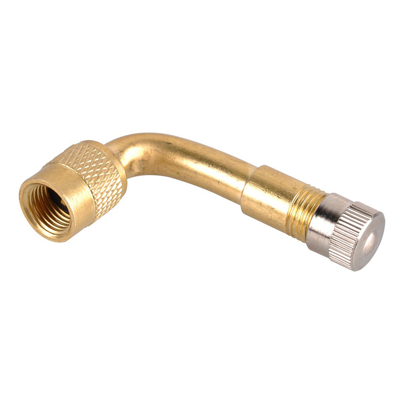 90 Degree Motorcycle Brass Air Tyre Valve Extension Adapter for Car Truck - Gold