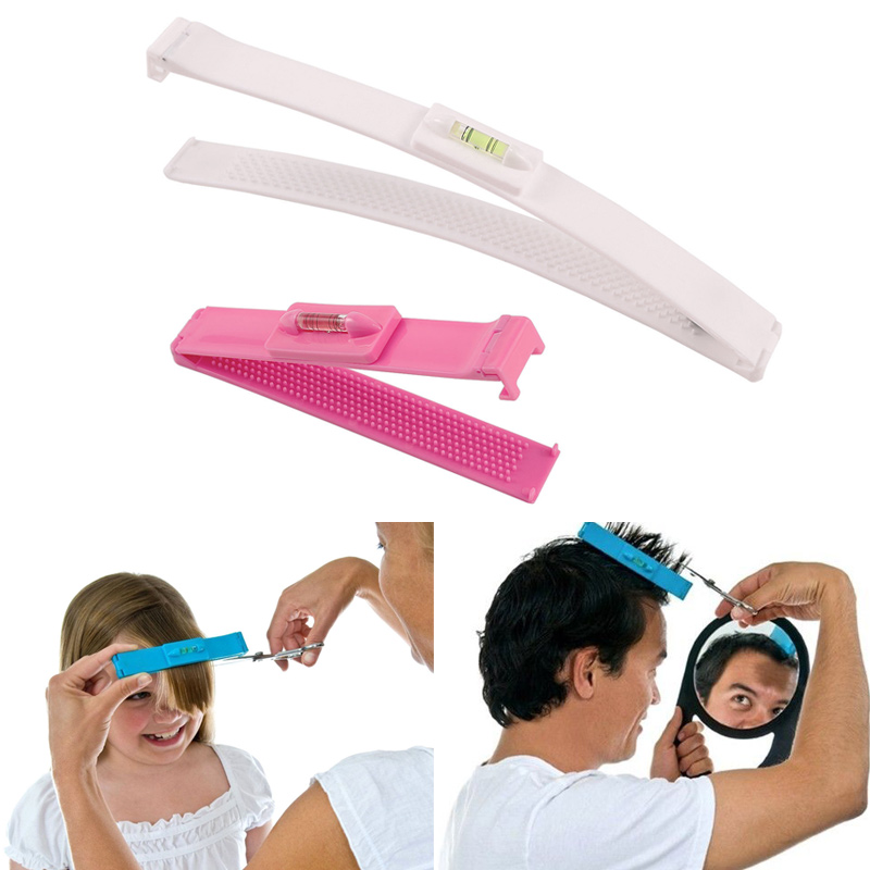 DIY Hair Cutting Clip Comb Tool Trim Bangs Fashion Hairstyle Fringe Cutter Set - Pink