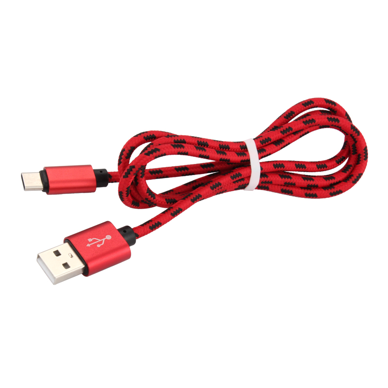 1M Type C USB Knit Braid Charging Data Cable for Smartphone Huawei - Red