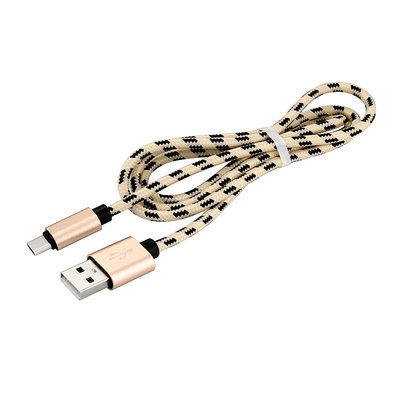 1M Type C USB Knit Braid Charging Data Cable for Smartphone Huawei - Gold