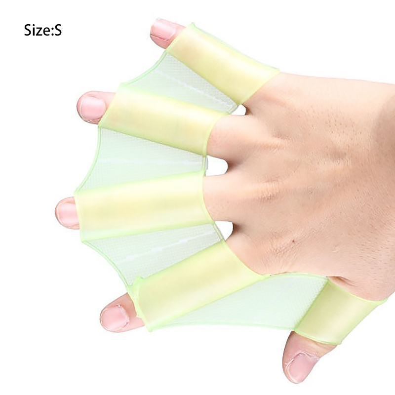 Silicone Swimming Flippers Hand Swim Web Fins Paddle Diving Tool Size S - Green