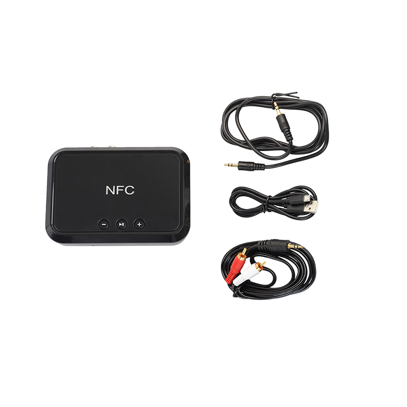 Desktop NFC Function Audio Music Bluetooth Receiver with 5V USB Charging Port for Smartphones - Black