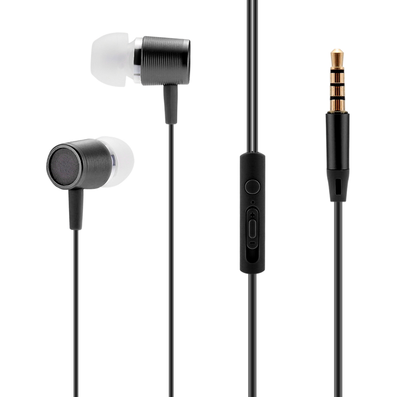 Universal 3.5mm In-Ear Earphone Earbuds with Mic for Samsung iPhone HTC Smartphones - Black
