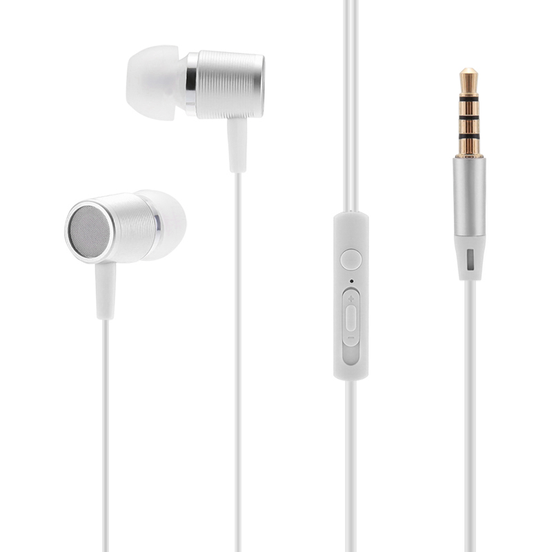 Universal 3.5mm In-Ear Earphone Earbuds with Mic for Samsung iPhone HTC Smartphones - White