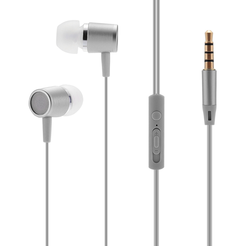 Universal 3.5mm In-Ear Earphone Earbuds with Mic for Samsung iPhone HTC Smartphones - Gray