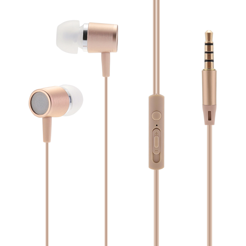 Universal 3.5mm In-Ear Earphone Earbuds with Mic for Samsung iPhone HTC Smartphones - Golden