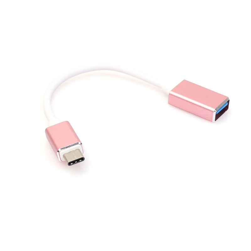 Metal Type-C USB 3.1 to USB 3.0 OTG Adapter Type C Data Cable Connector for Macbook - Rose Golden