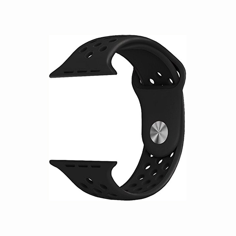 38mm Soft Silicone Replacement Band for Apple Watch Series 2 Series 1 - Carbon Black + Black