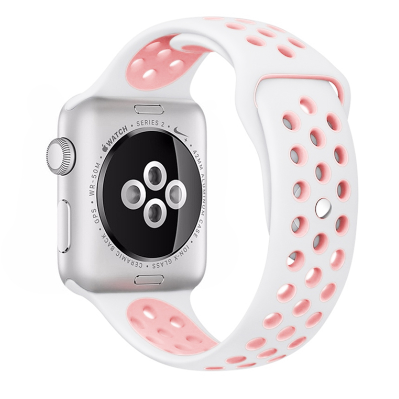42mm Sport Replacement Wrist Strap for iWatch Series 1 Series 2 Apple watch band - White + Pink