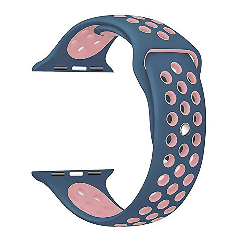38mm Apple Watch Silicone Replacement Band Sport Edition Strap for Apple Watch 1 2 - Blue + Pink