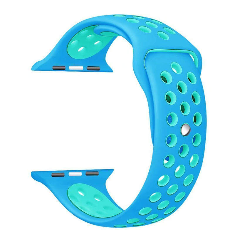 38mm Apple Watch Silicone Replacement Band Sport Edition Strap for Apple Watch 1 2 - Blue + Light Blue