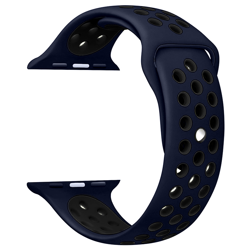 38mm Apple Watch Silicone Replacement Band Sport Edition Strap for Apple Watch 1 2 - Blue + Black