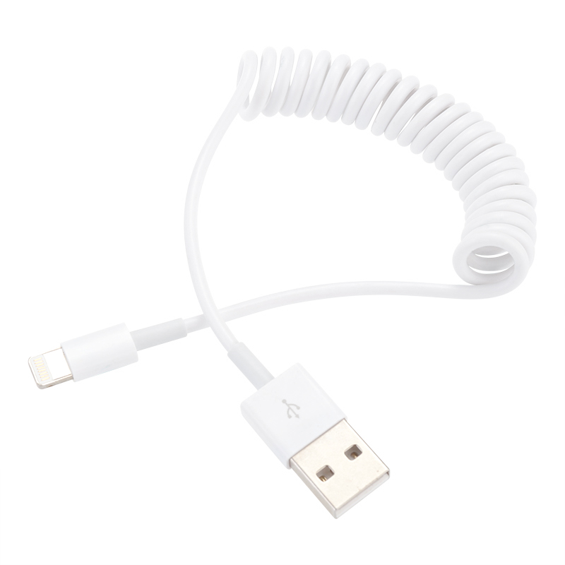 1M Spring USB Data Charge Cable Charger Cord for iPhone 5 6 6S 7 - White