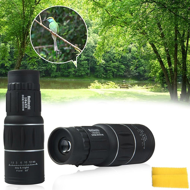 16x52 Dual Focus Zoom Optic Lens Armoring Monocular Telescope for Camping Hiking