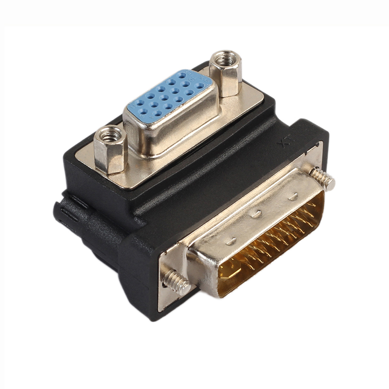 DVI-I 24+5 Pin Male to VGA 15 Pin Female 90 Degree Convertor Adapter