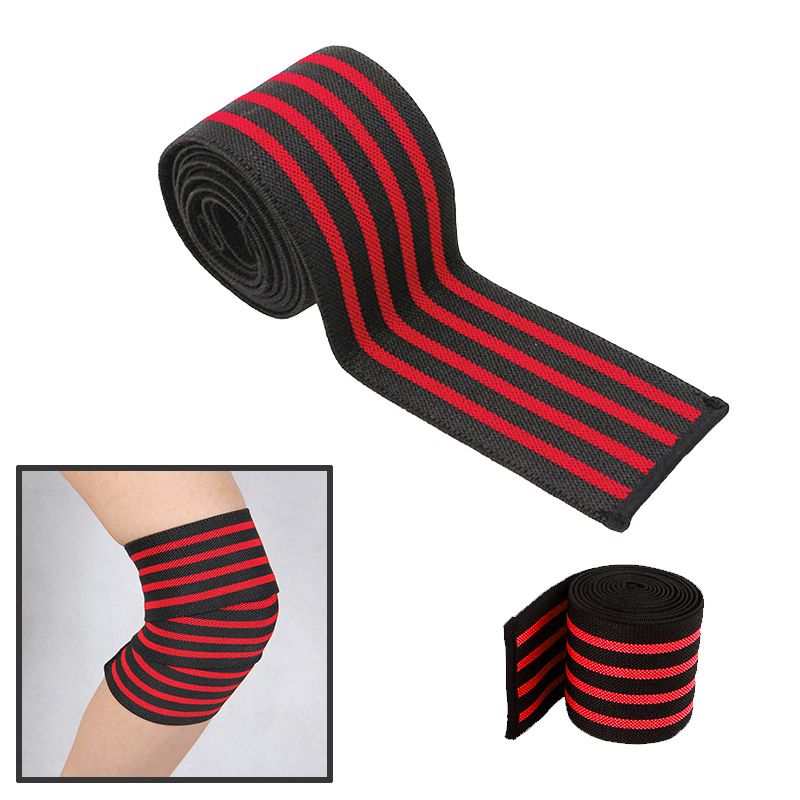 Outdoor Sports Knee Wraps Weight Lifting Bandage Straps Guard Pads for Powerlifting Exercise - Red