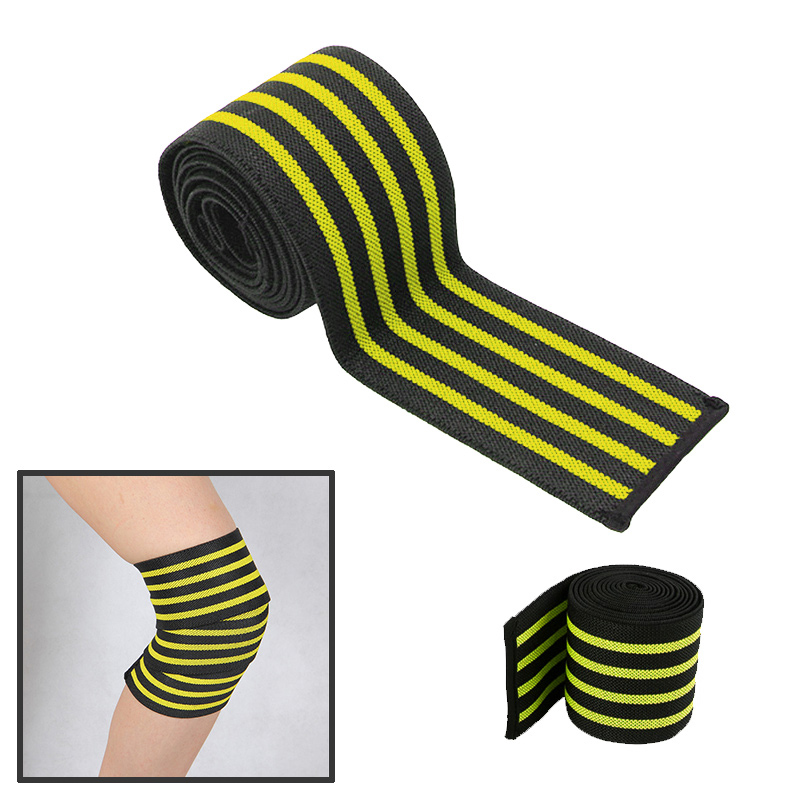 Outdoor Sports Knee Wraps Weight Lifting Bandage Straps Guard Pads for Powerlifting Exercise - Yellow