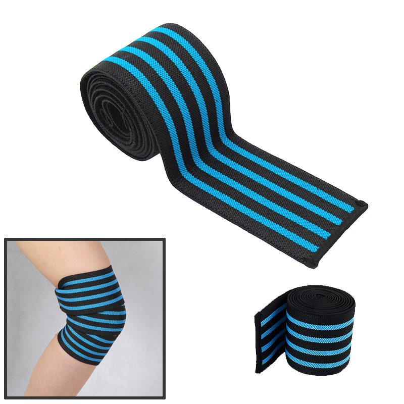 Outdoor Sports Knee Wraps Weight Lifting Bandage Straps Guard Pads for Powerlifting Exercise - Blue