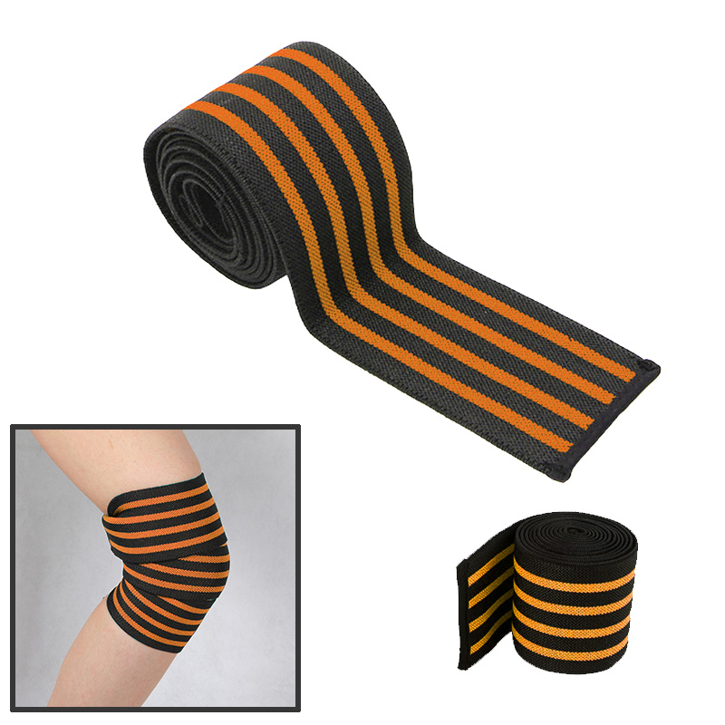 Outdoor Sports Knee Wraps Weight Lifting Bandage Straps Guard Pads for Powerlifting Exercise - Orange