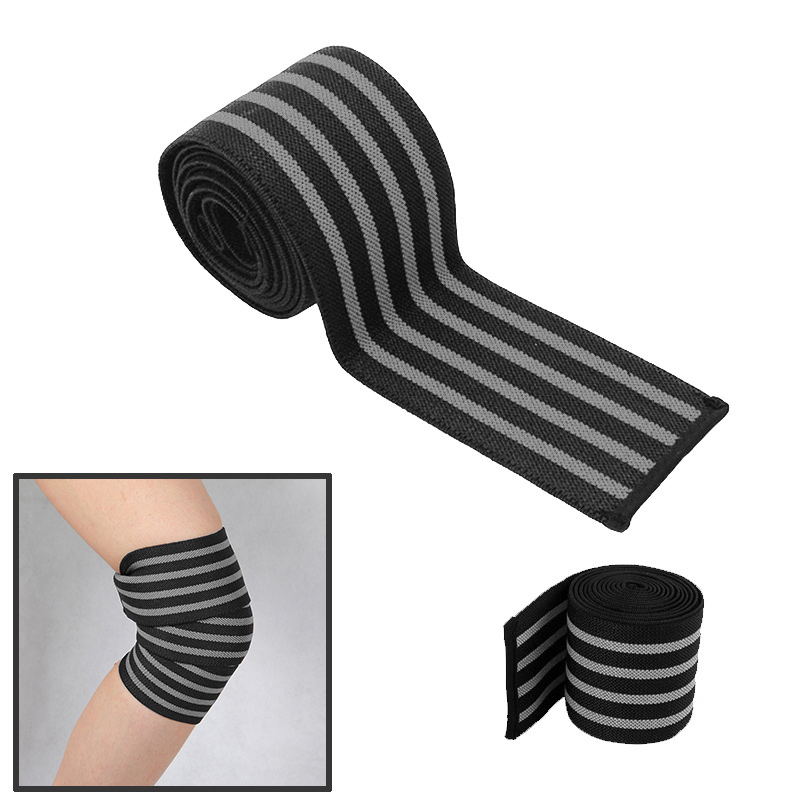 Outdoor Sports Knee Wraps Weight Lifting Bandage Straps Guard Pads for Powerlifting Exercise - Gray