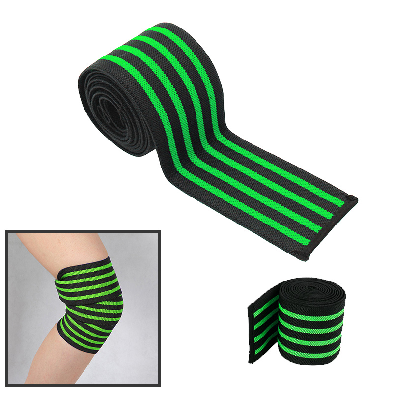 Outdoor Sports Knee Wraps Weight Lifting Bandage Straps Guard Pads for Powerlifting Exercise - Green