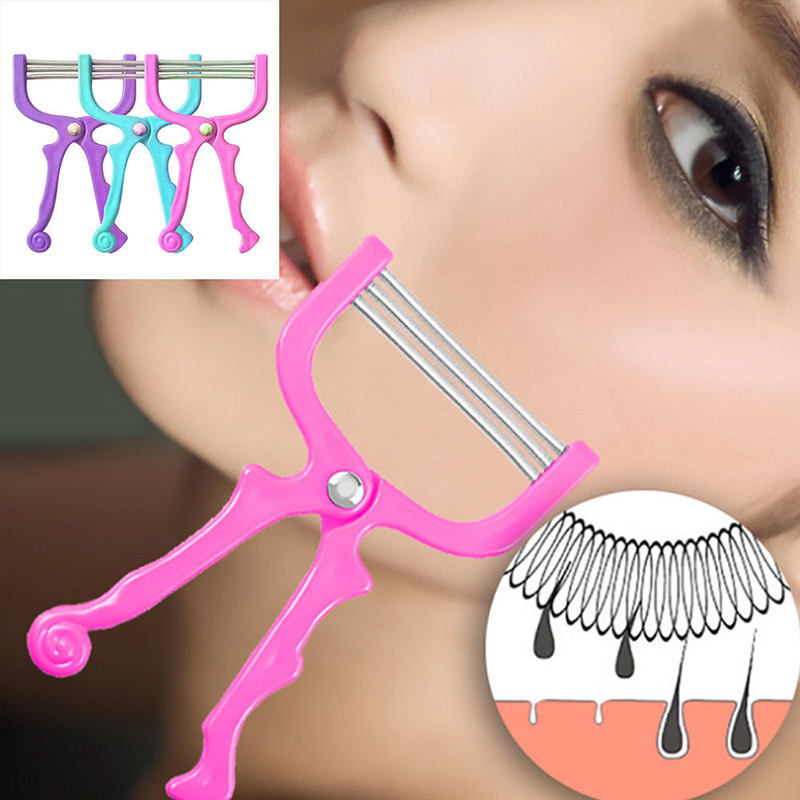 Facial Hair Remover Tool Face Beauty 3 Spring Threading Removal Epilator Beauty Tool - Rose Red