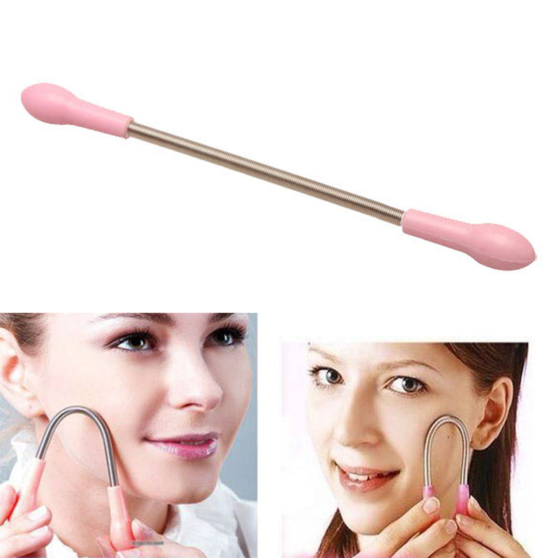Face Facial Hair Spring Remover Epilator Stick Removal Threading Tool - Pink