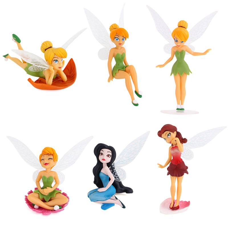 6pcs Flower Pixie Fairy Miniature Figurine Fly Wing Dollhouse Toys