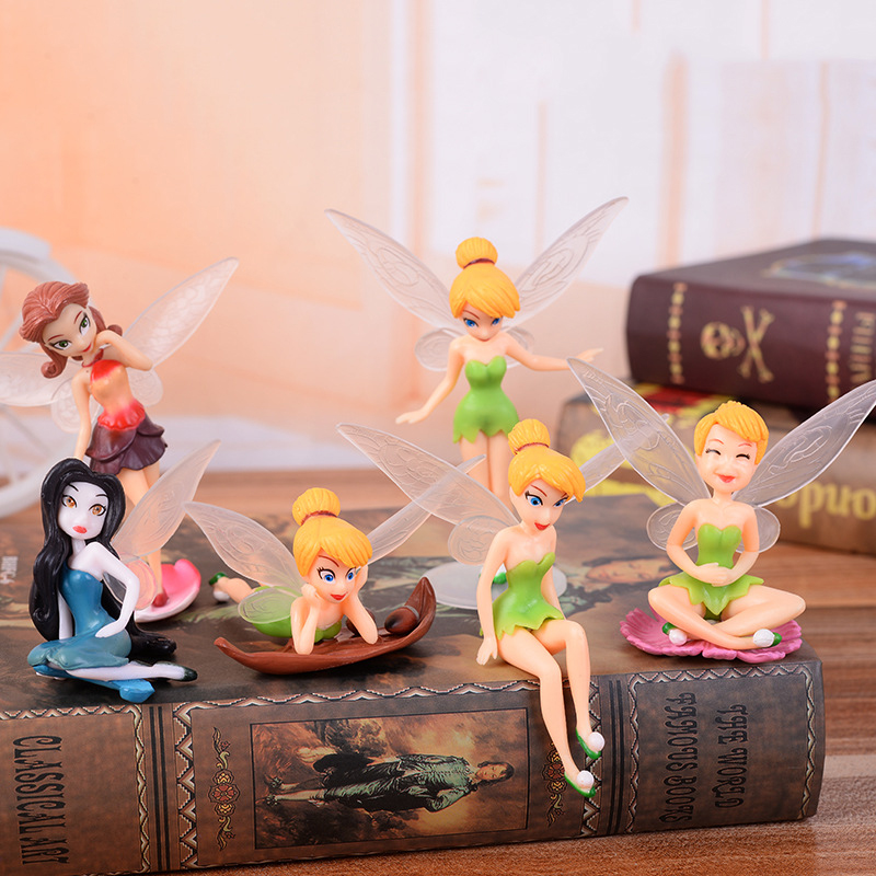 6pcs Flower Pixie Fairy Miniature Figurine Fly Wing Dollhouse Toys