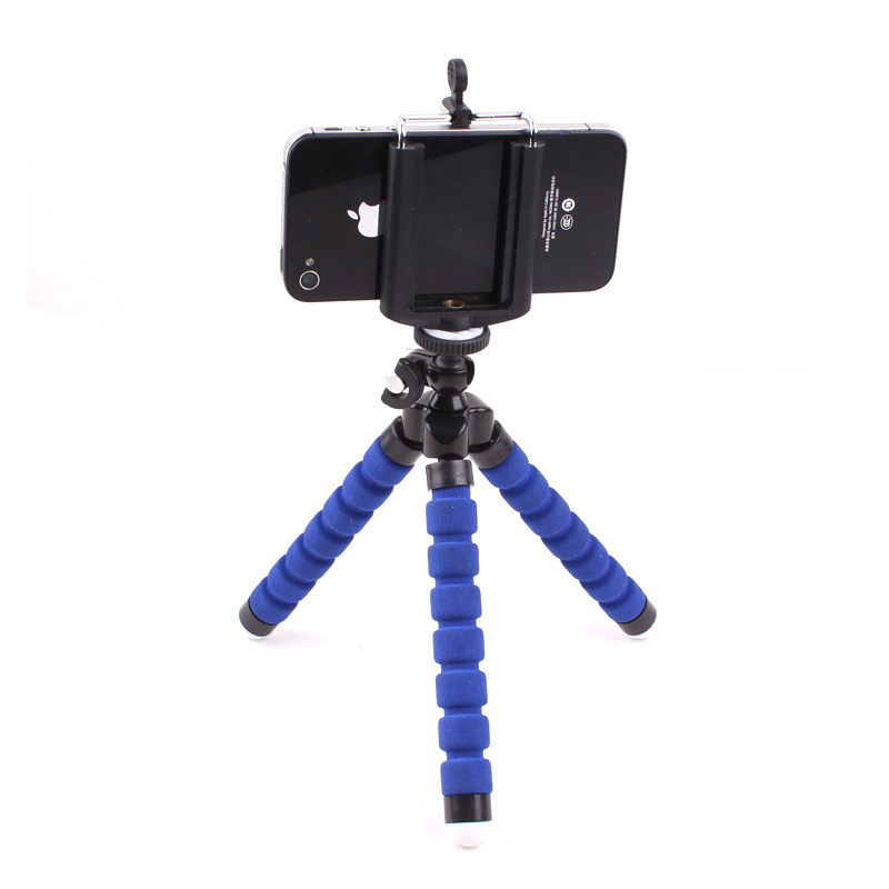 Larger Octopus TriPod Stand Grip Holder Mount with Clip for Mobile Phones Cameras Gadgets - Blue