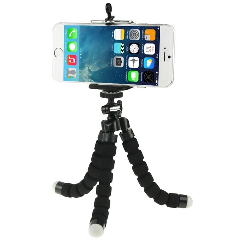 Larger Octopus TriPod Stand Grip Holder Mount with Clip for Mobile Phones Cameras Gadgets - Black