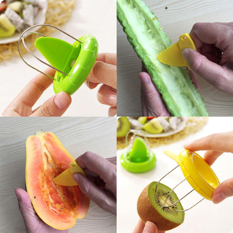 Kiwi Fruit Cutter Peeler Multifunction Slicer Kitchen Gadgets Tools - Yellow