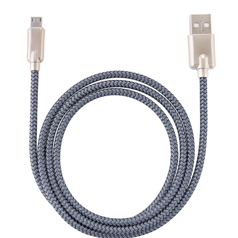 1M Braided Micro USB Charger Charging Data Cable Lead for Samsung Huawei HTC - Gray